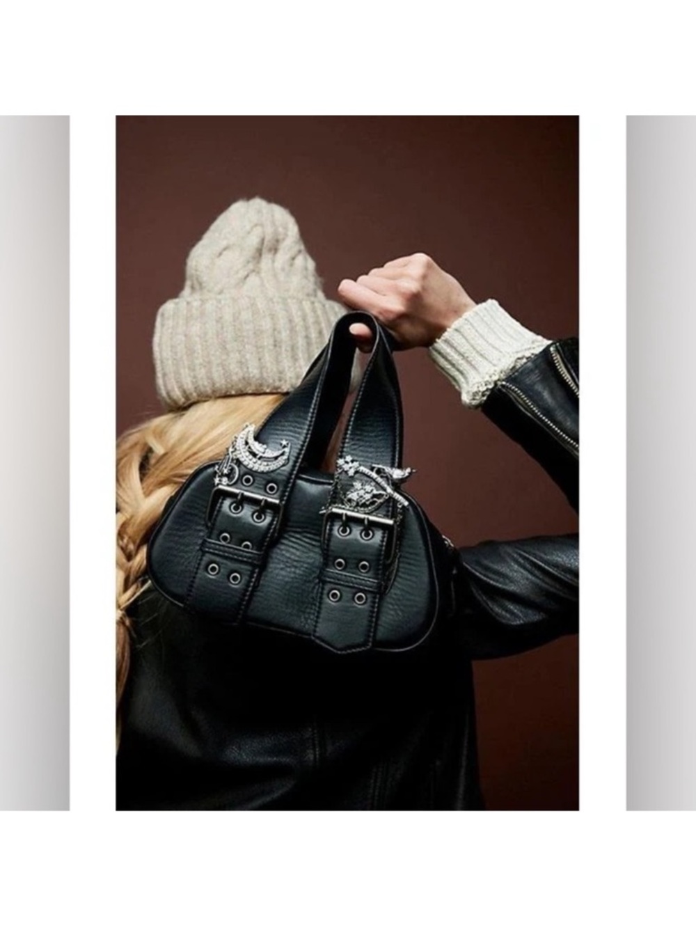 Free People Black Embellished Say Yes Bag